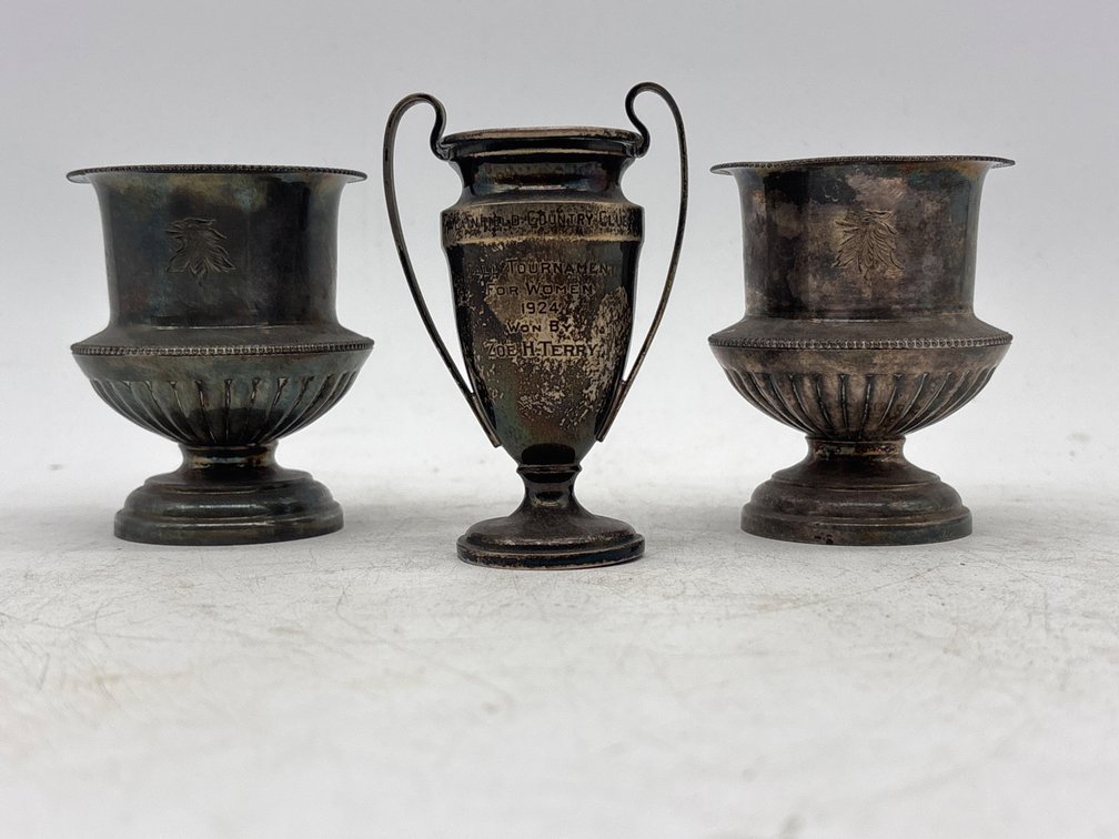Sterling Presentation Trophy and Plated Cigarette Urns