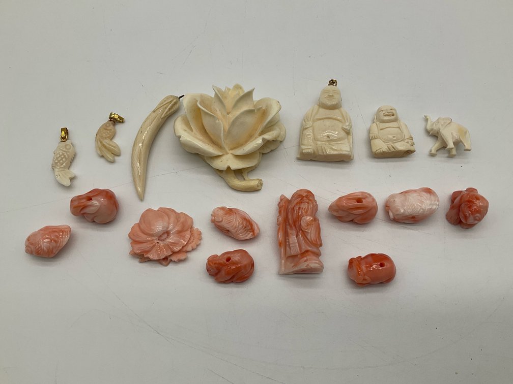 Coral and Bone Carved Figures