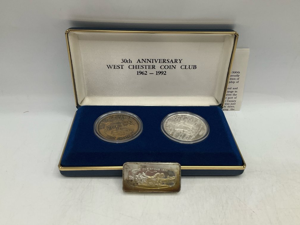 Franklin Mint Christmas Ingot & West Chester Coins