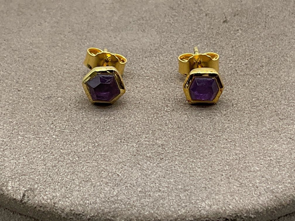 Kendra Scott Sterling Silver and Amethyst Stud Earrings