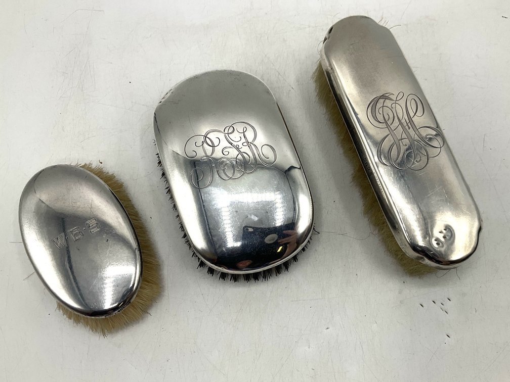 3 Sterling Clothes Brushes