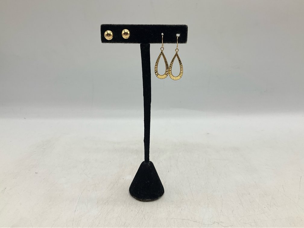 Two Pairs Of Contemporary Gold Earrings