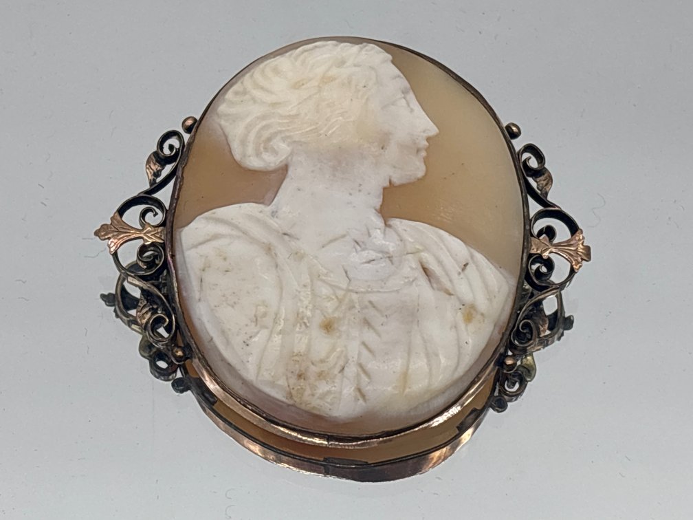Gold Filled Shell Carved Cameo Pendant Pin