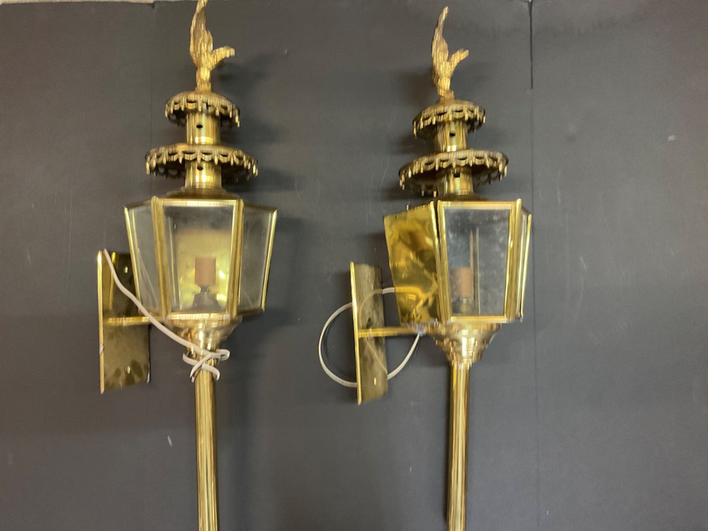 1920’s Gilt Brass Carriage Lanterns