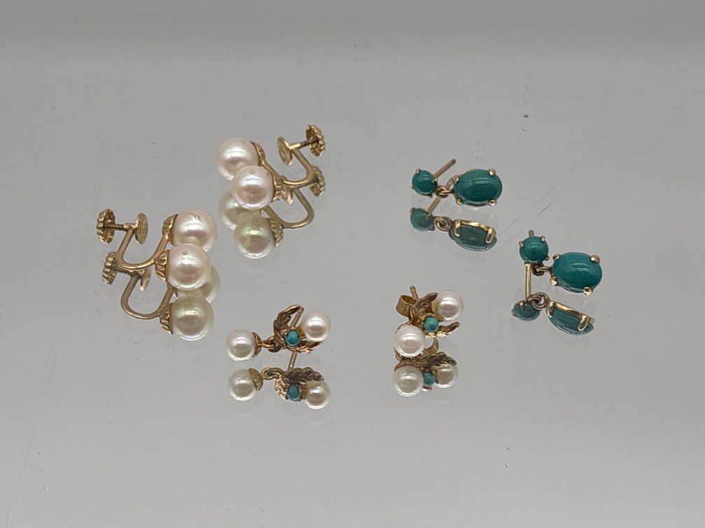 Three Pairs 14K Yellow Gold Earrings