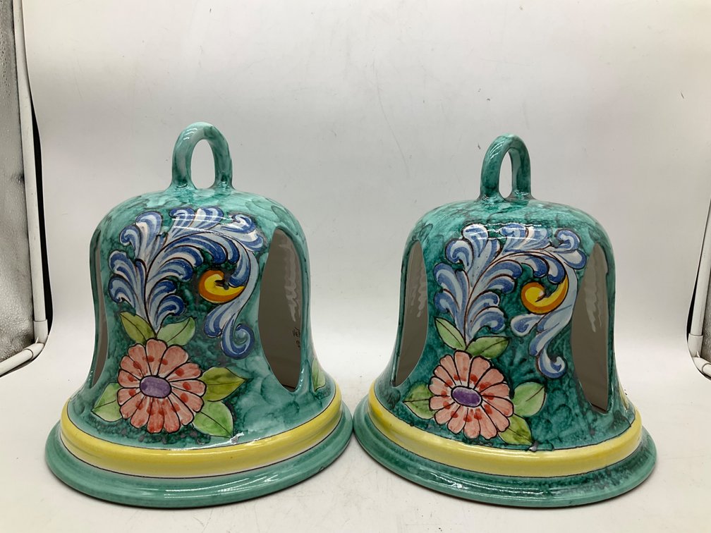 Two Vietri Su Mare Almafi Ceramic Tabletop Lanterns