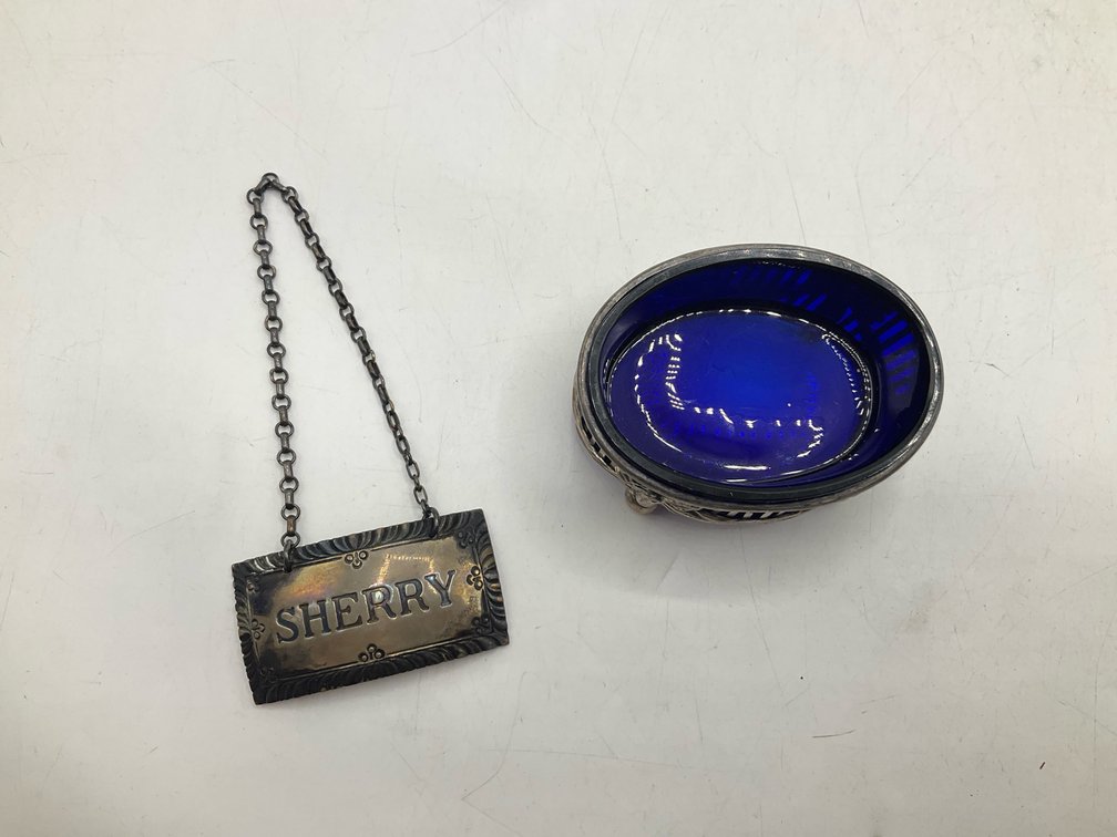 Stieff Sterling Liquor Bottle Tag & Sterling Master Salt