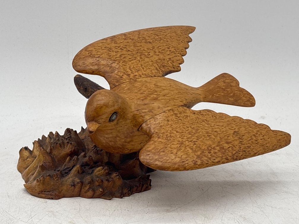 Maple and Burl Artist Carved Sculpture of a Dove