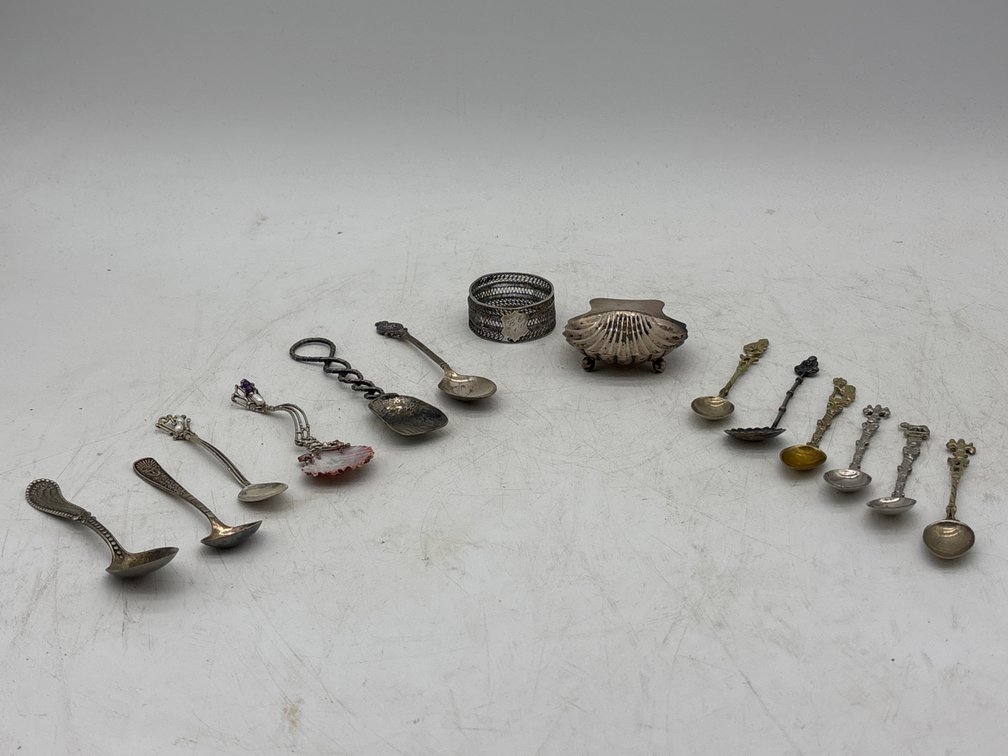 A Collection of Sterling and Silver Spoons and Small Articles