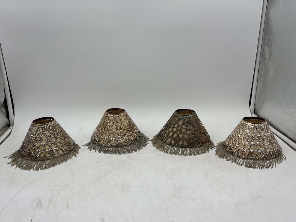 Four Gorham Silverplated Fringed Shades