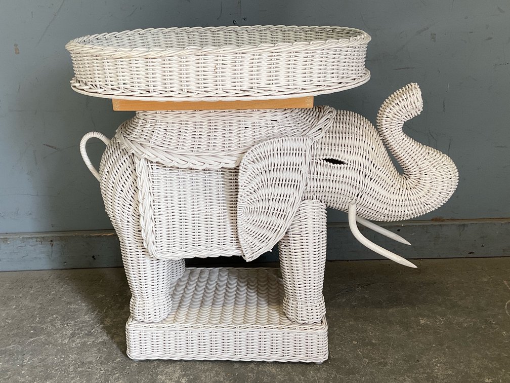 Wicker Elephant Side Table