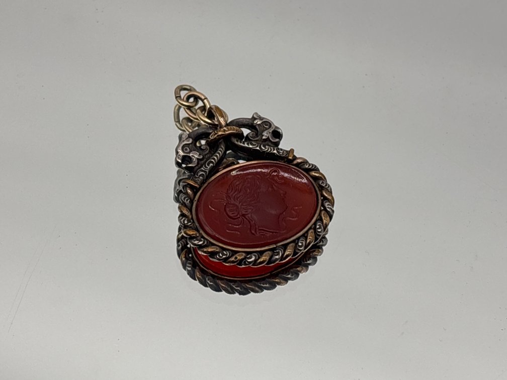 Victorian Style Carnelian Cameo Fob