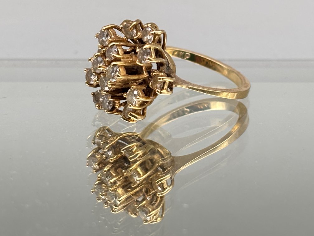 14K Diamond Cluster Cocktail Ring