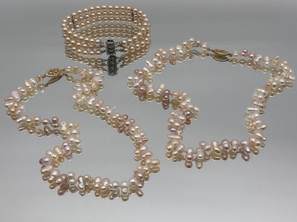 Baroque Pearl Necklaces and Three-Strand Bracelet