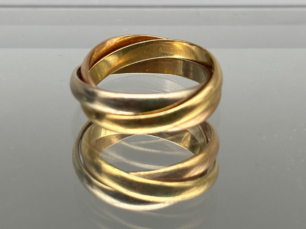 Cartier 18K Interlocking Tri-Color Trinity Ring