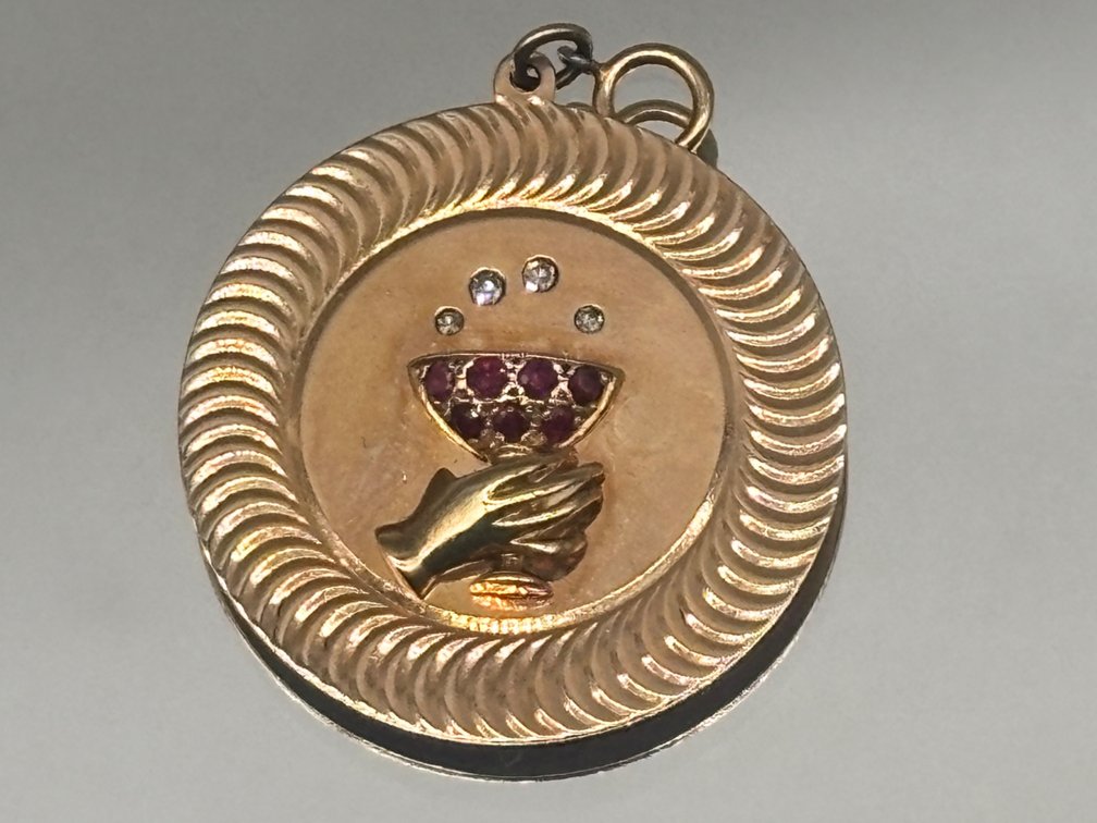 14K Pendant with Diamonds and Rubies