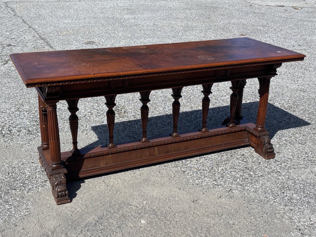 Renaissance Revival Carved Walnut Library Table