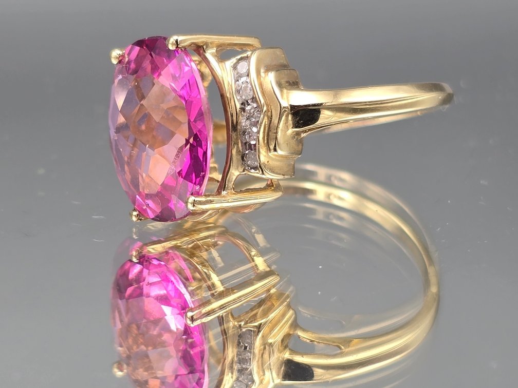 14K Oval Cut Ruby and Diamond Ring