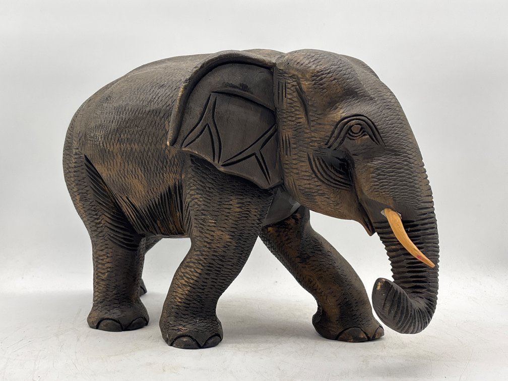 Oversized Carved Wood Figure of an Elephant
