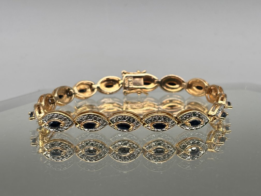 Vermeil Sterling Sapphire and Diamond Tennis Bracelet