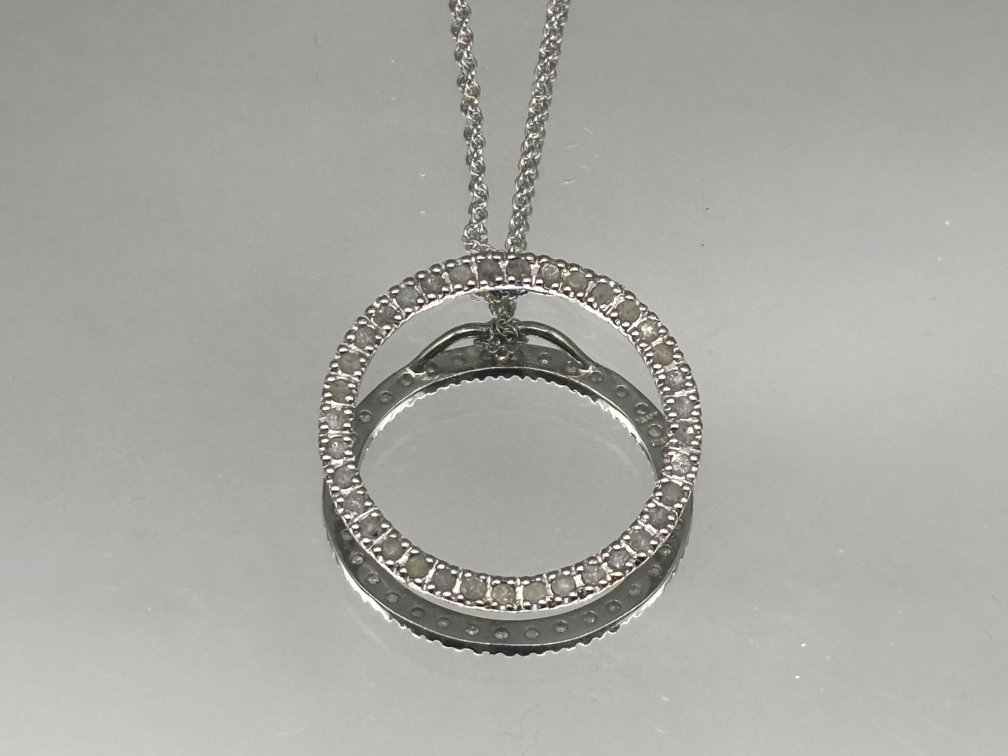 Sterling Silver Pave Diamond Pendant Necklace