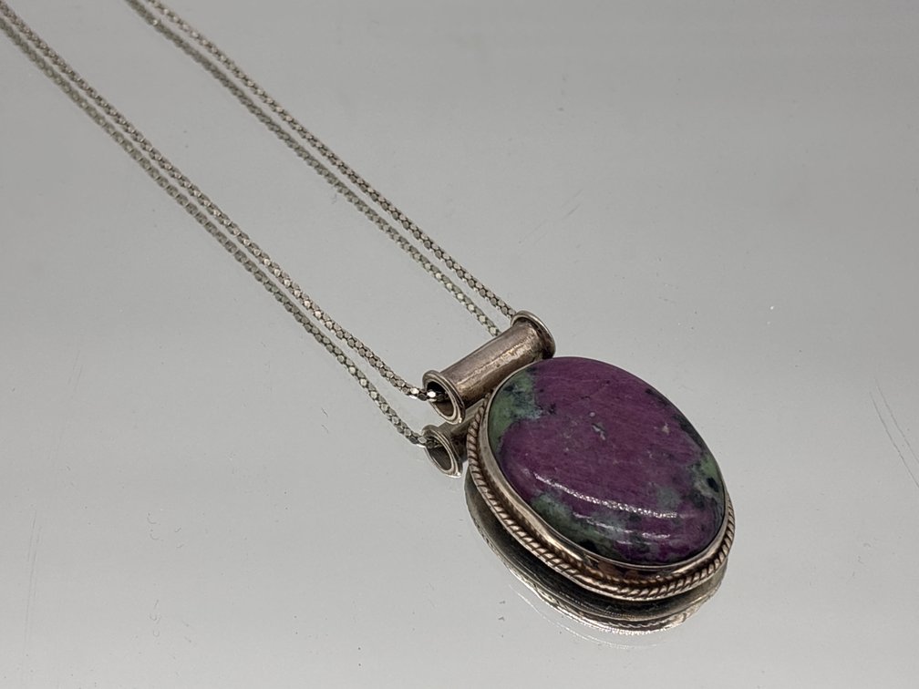 Sterling Silver Zoisite Centered Pendant Necklace