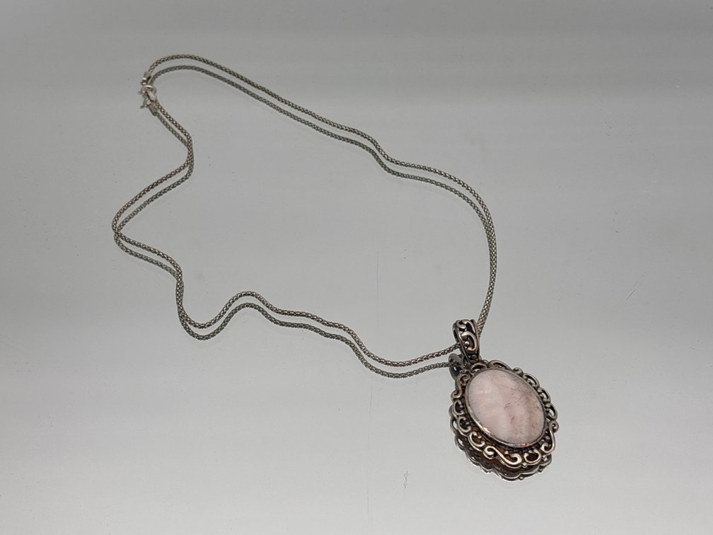 Sterling Filigree Mother of Pearl Pendant Necklace