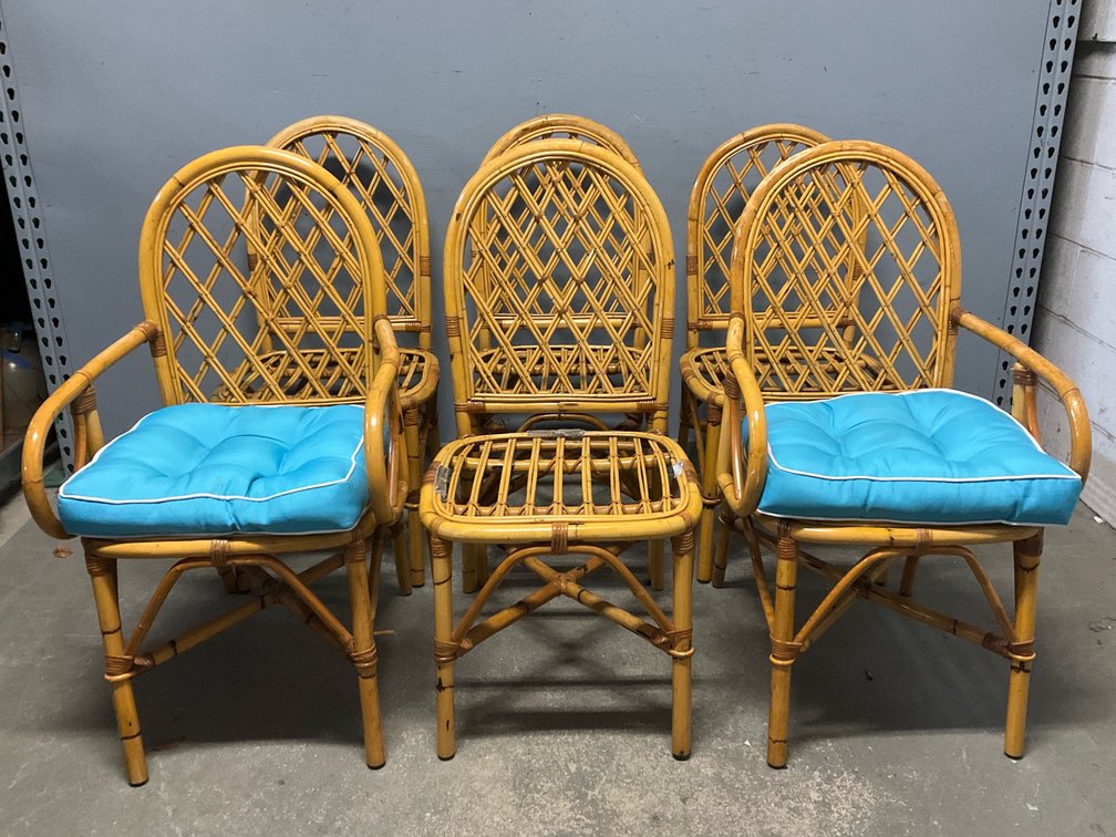 Set of Six Bamboo Dining Chairs