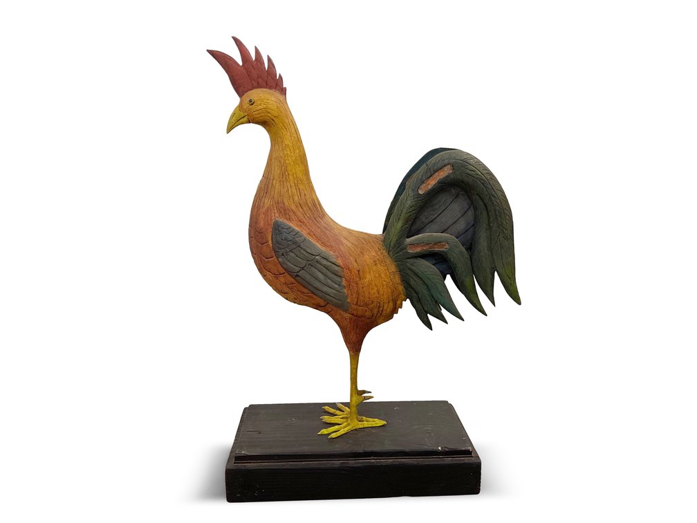Thomas Langan Folk Art Wood Rooster