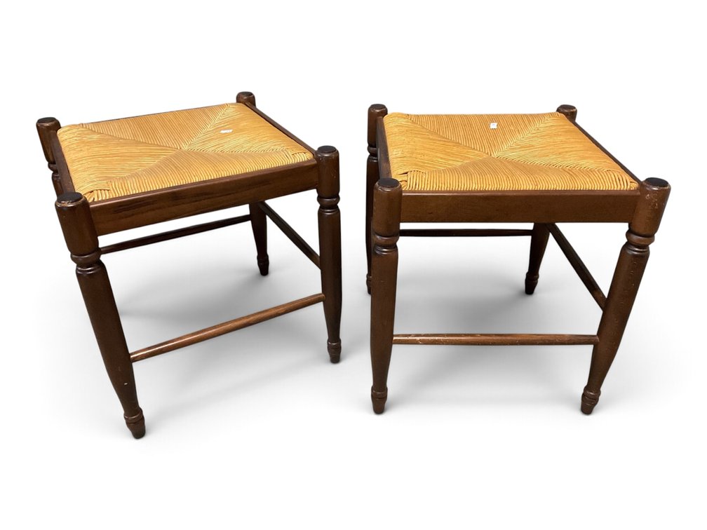 Two Italian Made Rush Stools