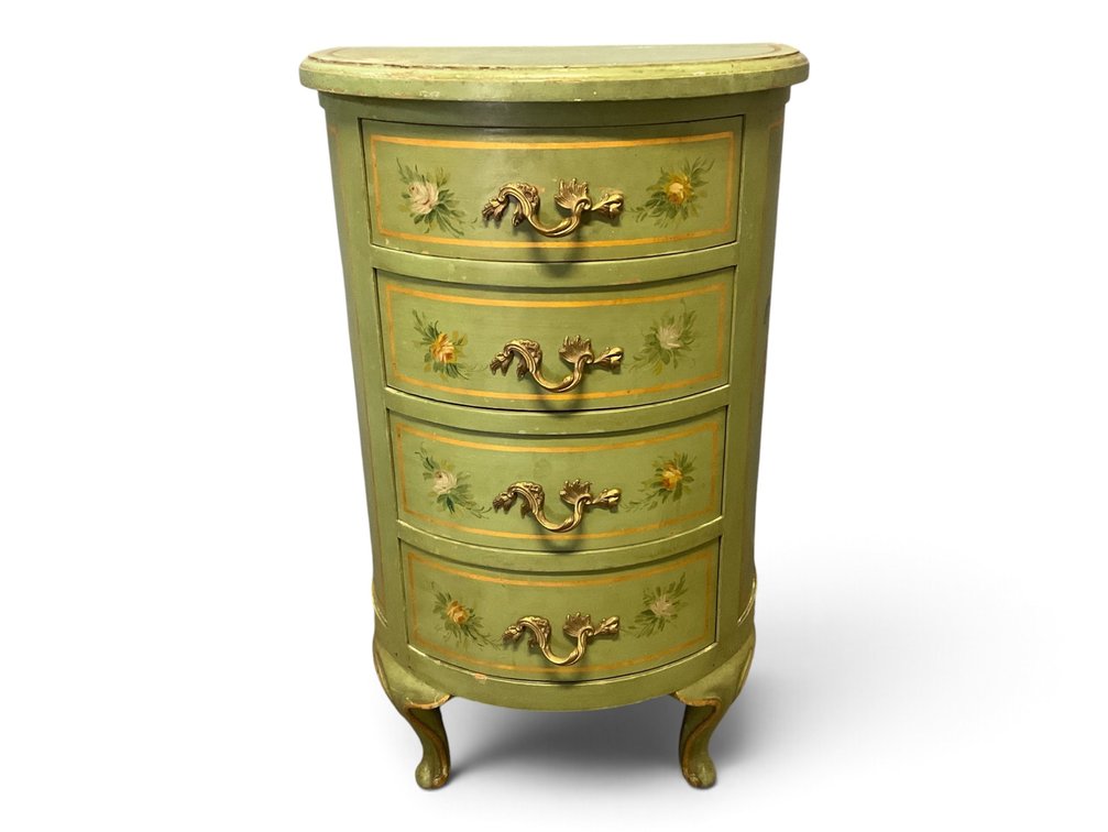 Hand Painted Demi Lune Chest Of Drawers