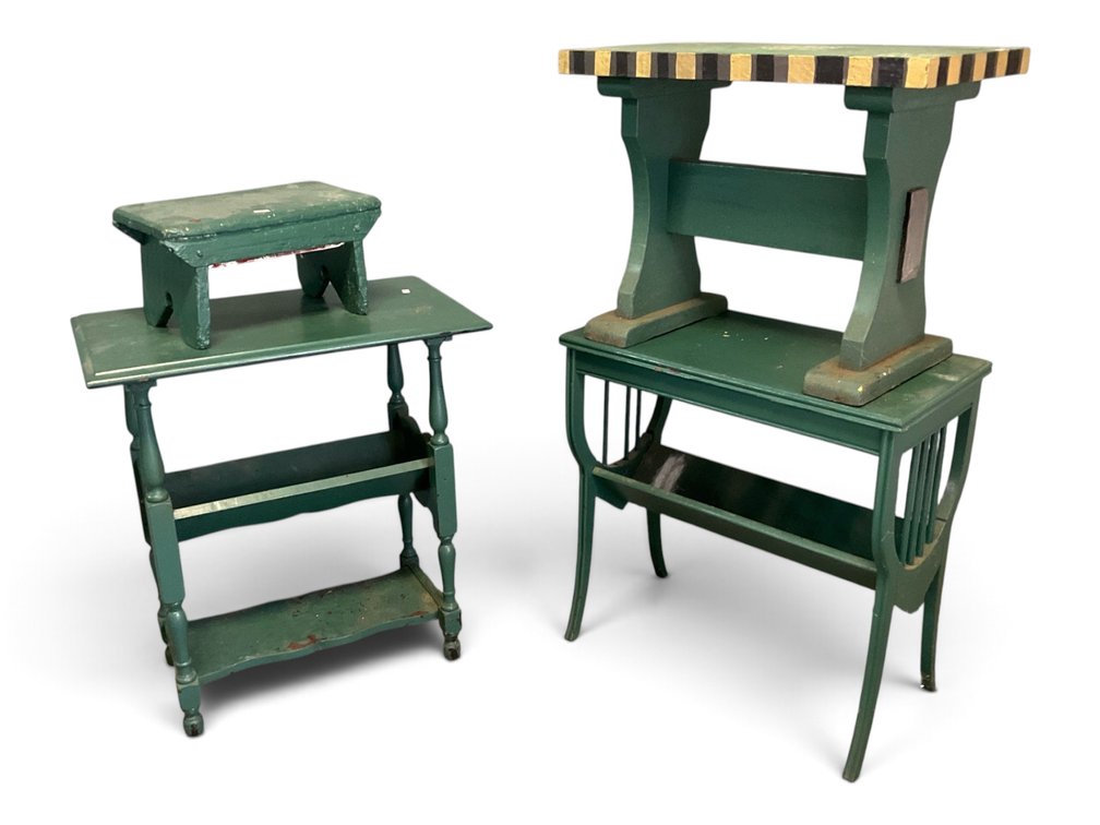 Four Pieces Of Green Painted Furniture