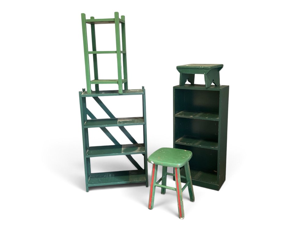 Five Pieces Of Green Painted Furniture