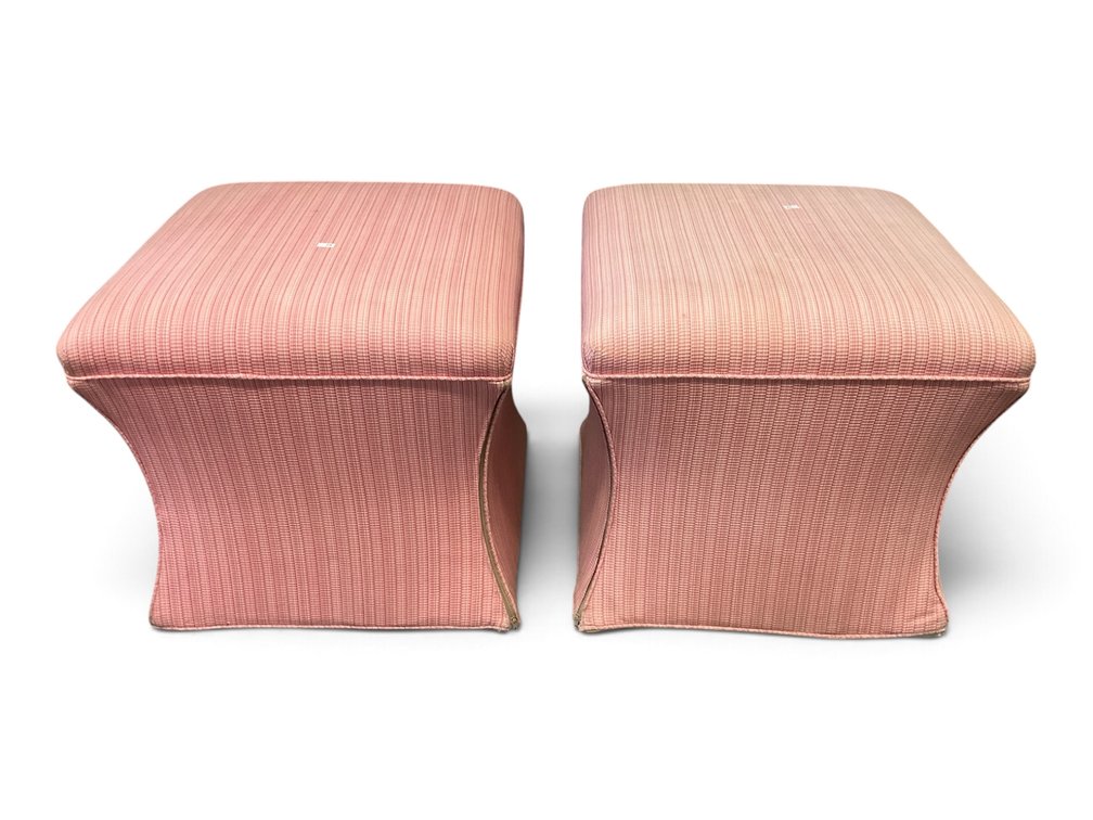 Two Square Hourglass Style Ottomans
