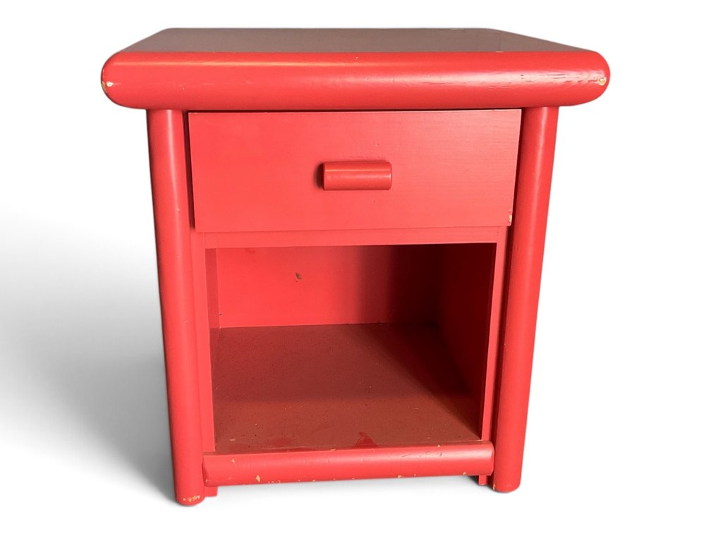 Salmon Painted Ribbed Side Table