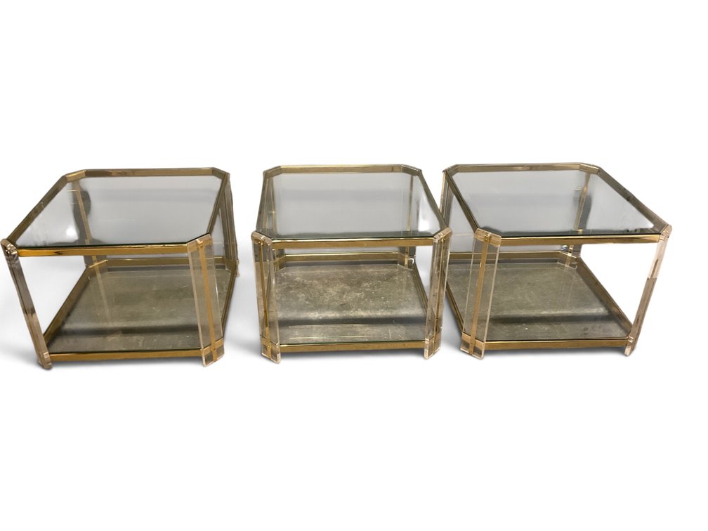 Three Hollywood Regency Glass Side Tables