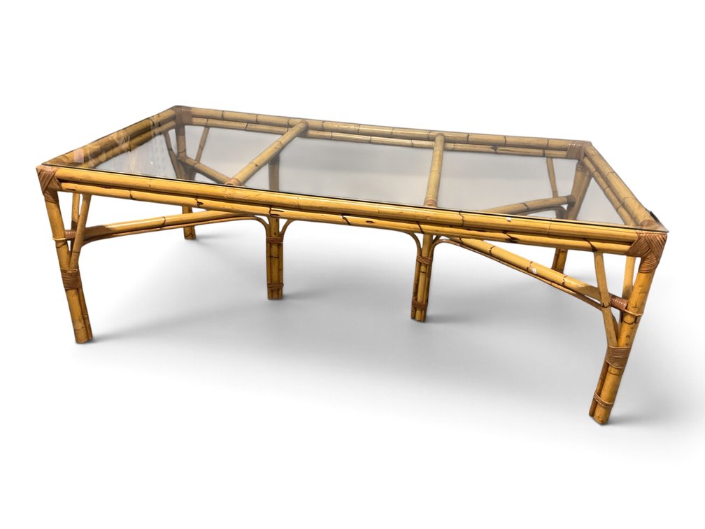 Glass Top Rattan Dining Table