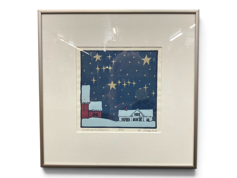 Mary Simpson, Signed Winter Block Print