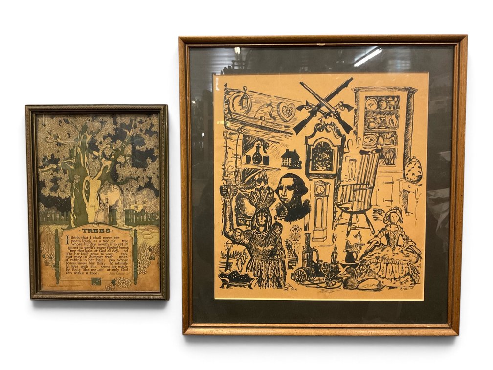 Two Vintage Folk Art Prints