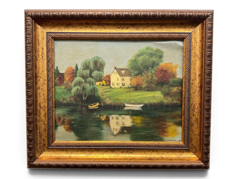 Lakeside House Oil Landscape