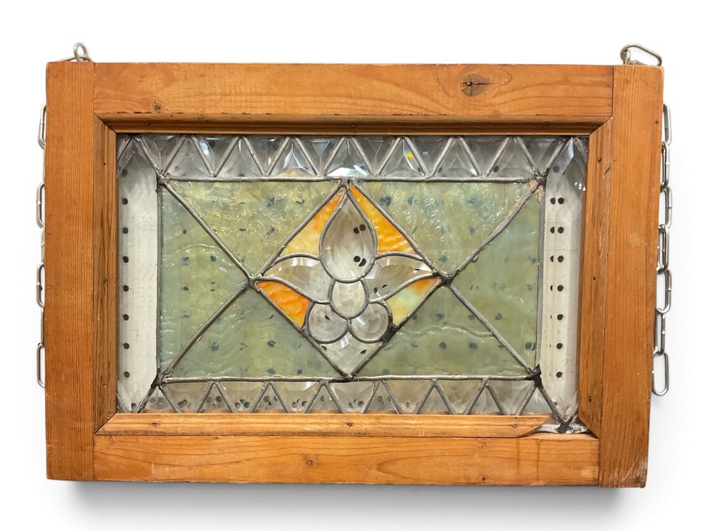 Wood Framed Stained Glass Window