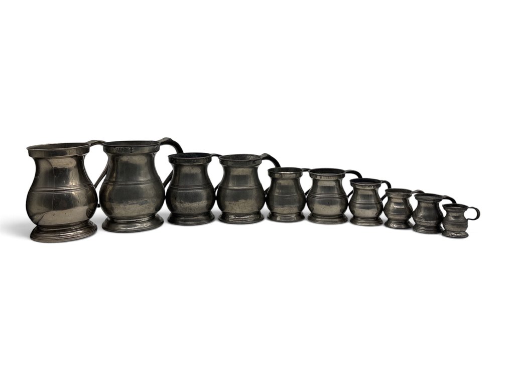 Assembled Collection of Graduated Pewter Measures