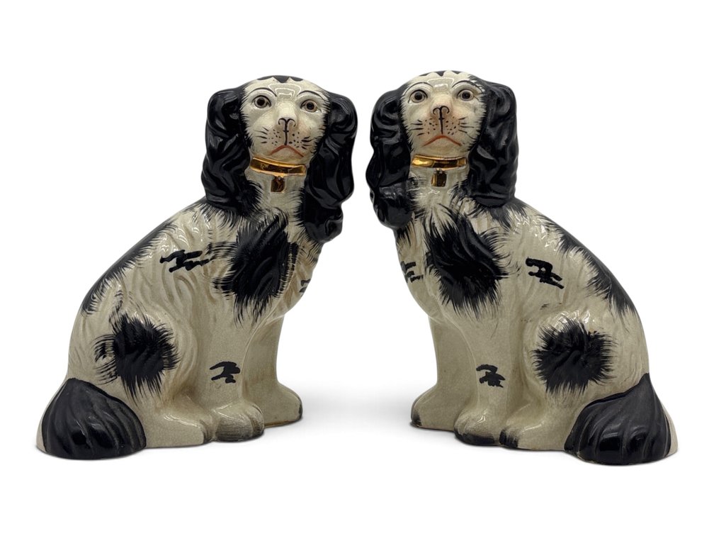 Staffordshire Style Seated Spaniel Pair