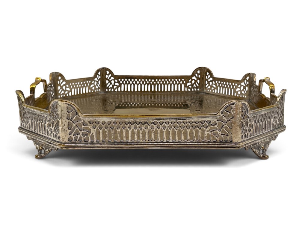 Cut Corner Silverplated Brass Tray