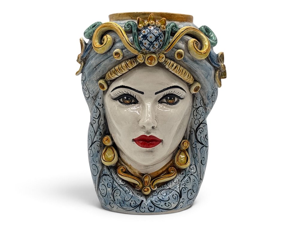 Sicilian Majolica Moor’s Head Pottery Planter