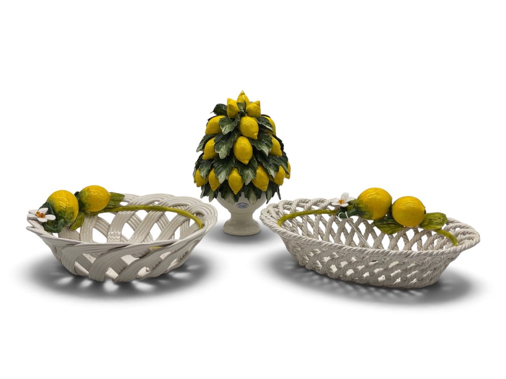 Italian Pottery Lemon Topiary and Lattice Bowls
