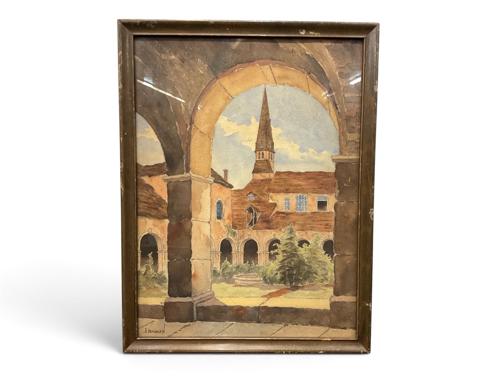 J. Bozon, Circa 1900 French Watercolor