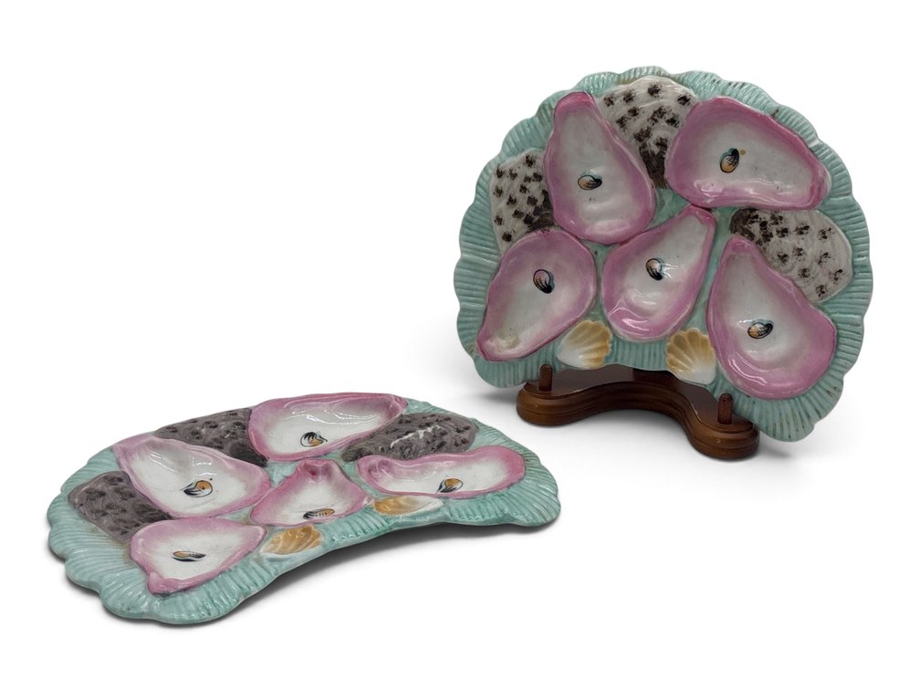 Crescent Form Porcelain Oyster Plate Pair