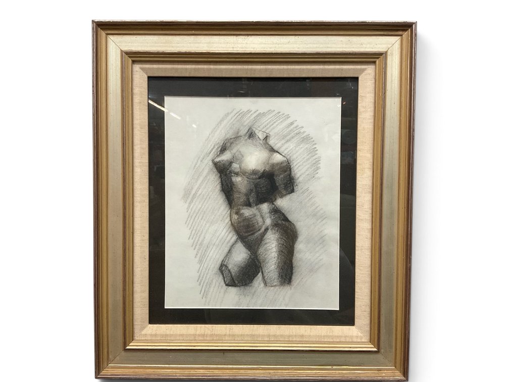 Charcoal Study of Torso of Chained Action