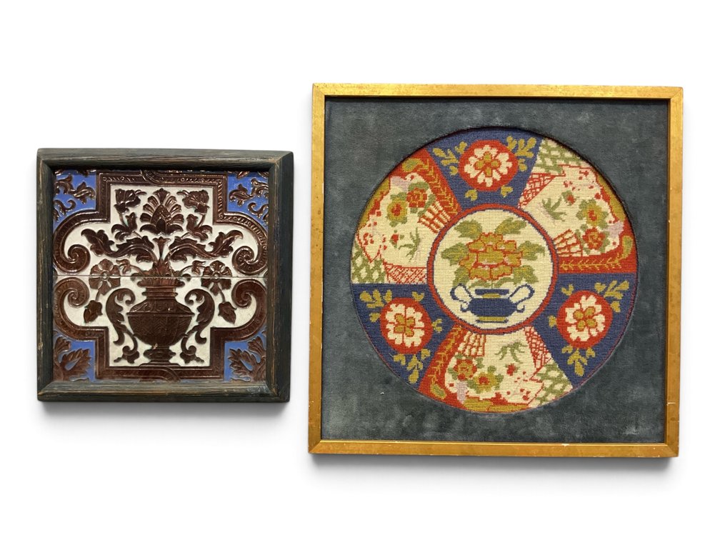 Porcelain Style Needlepoint and Spanish Ceramic Tile